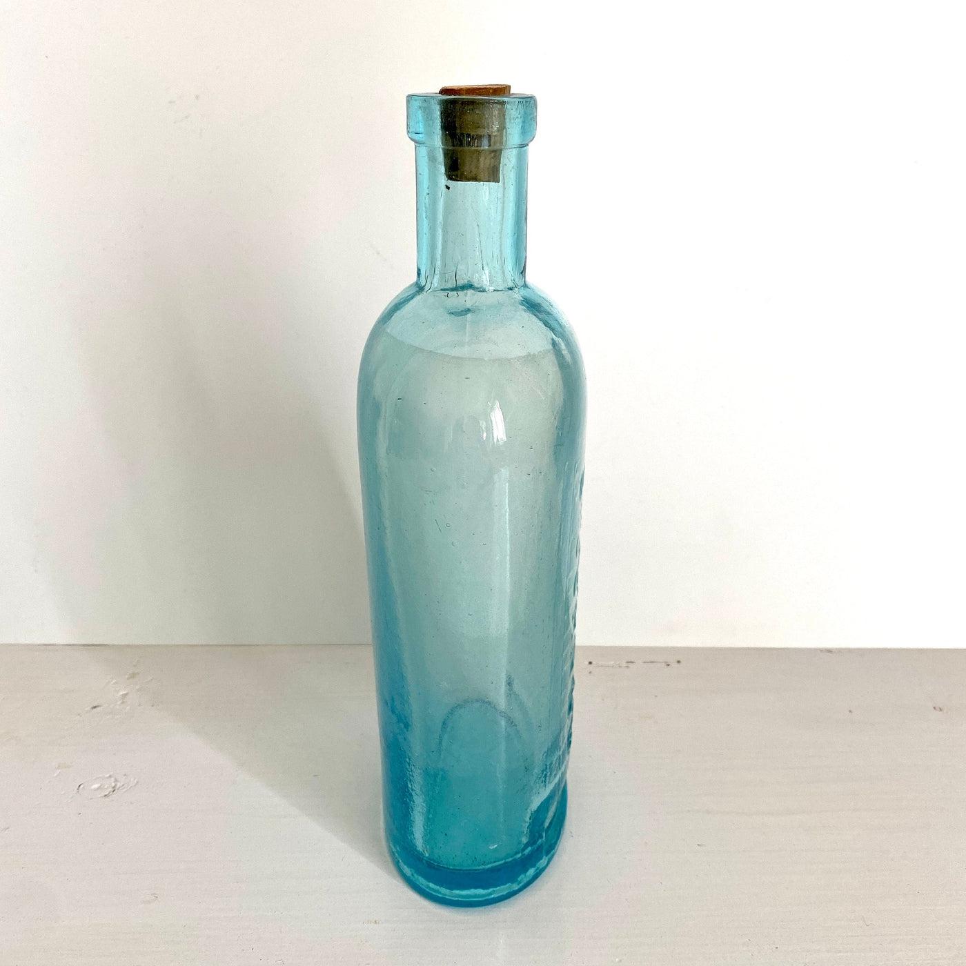 vintage Antique pharmacy blue glass bottle FELLOWS & CO chemists, 1800s - Sweet Antik