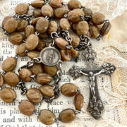 vintage Antique rosary Holy Mary pressed glass beads, 1920s - Sweet Antik