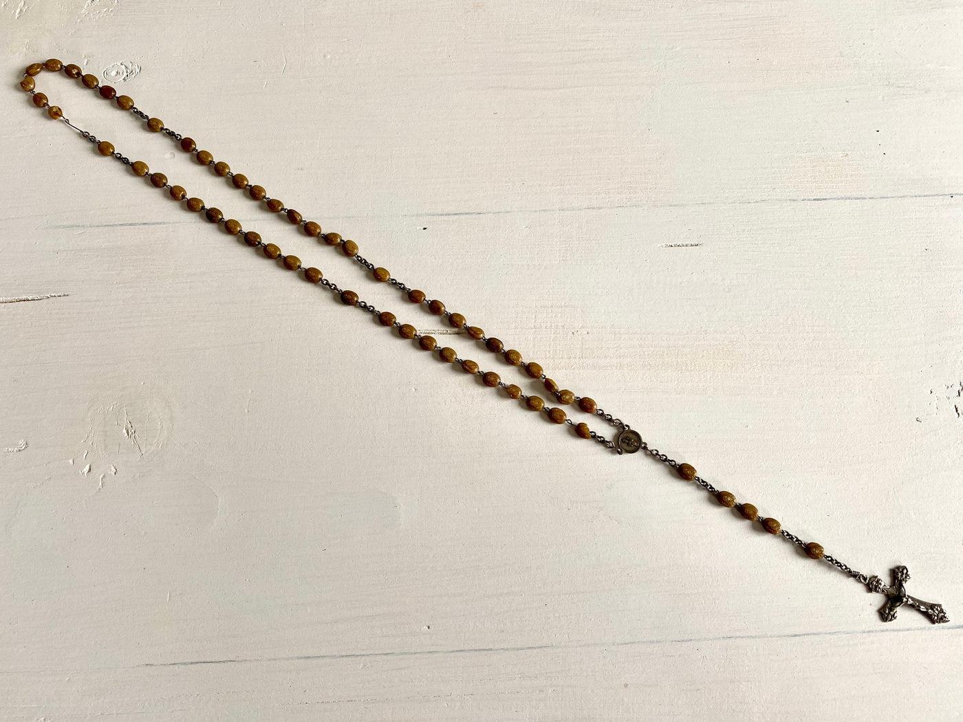 vintage Antique rosary Holy Mary pressed glass beads, 1920s - Sweet Antik