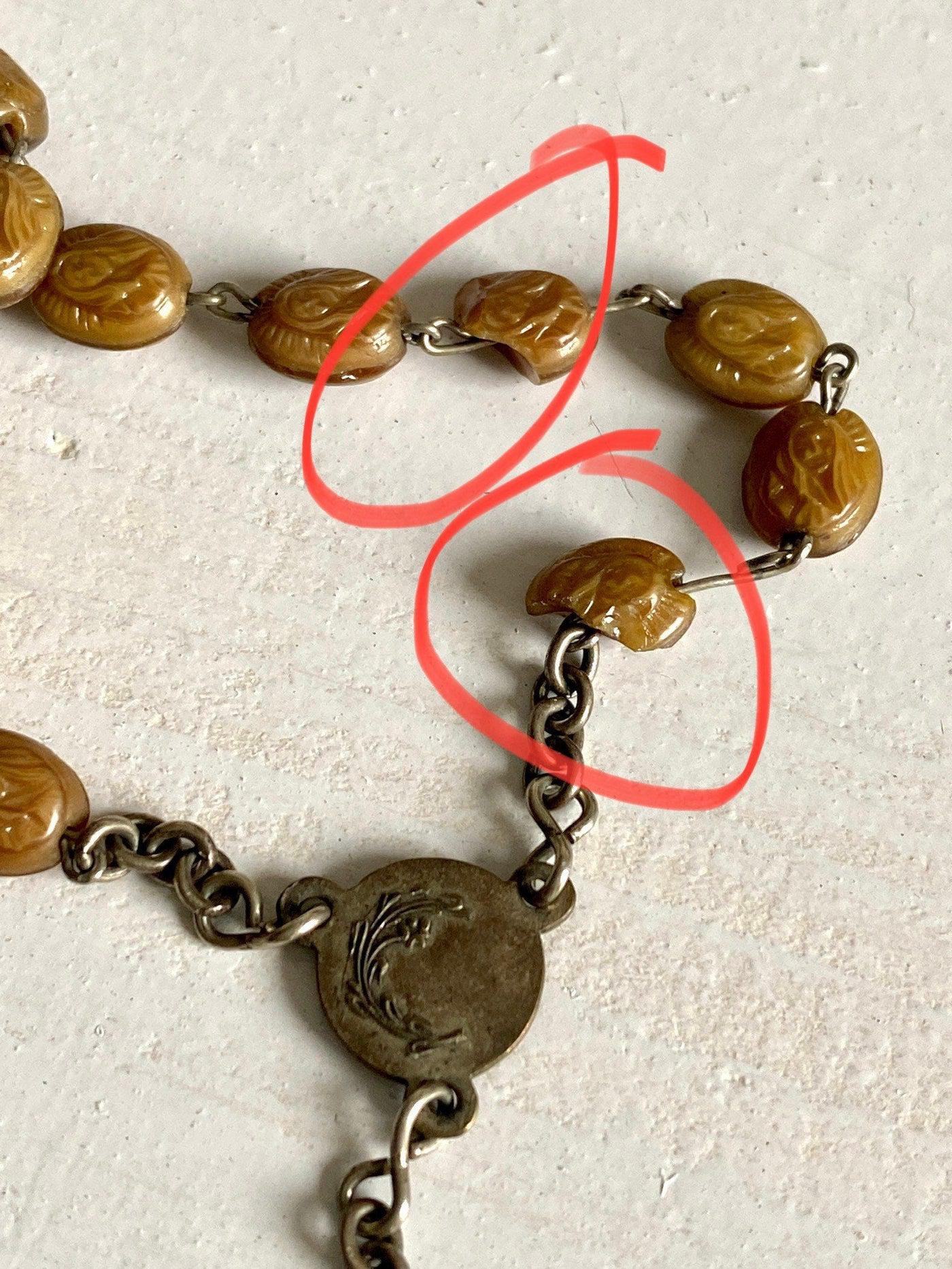 vintage Antique rosary Holy Mary pressed glass beads, 1920s - Sweet Antik