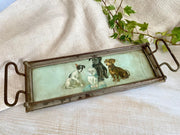 vintage Antique serving tray with railing 1900s dog decor-Sweet Antik