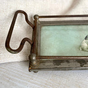 vintage Antique serving tray with railing 1900s dog decor-Sweet Antik