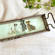 vintage Antique serving tray with railing 1900s dog decor-Sweet Antik
