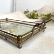 vintage Antique violets serving tray with railing 1900s-Sweet Antik