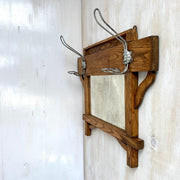 vintage Antique wooden coat rack with mirror 1900s-Sweet Antik