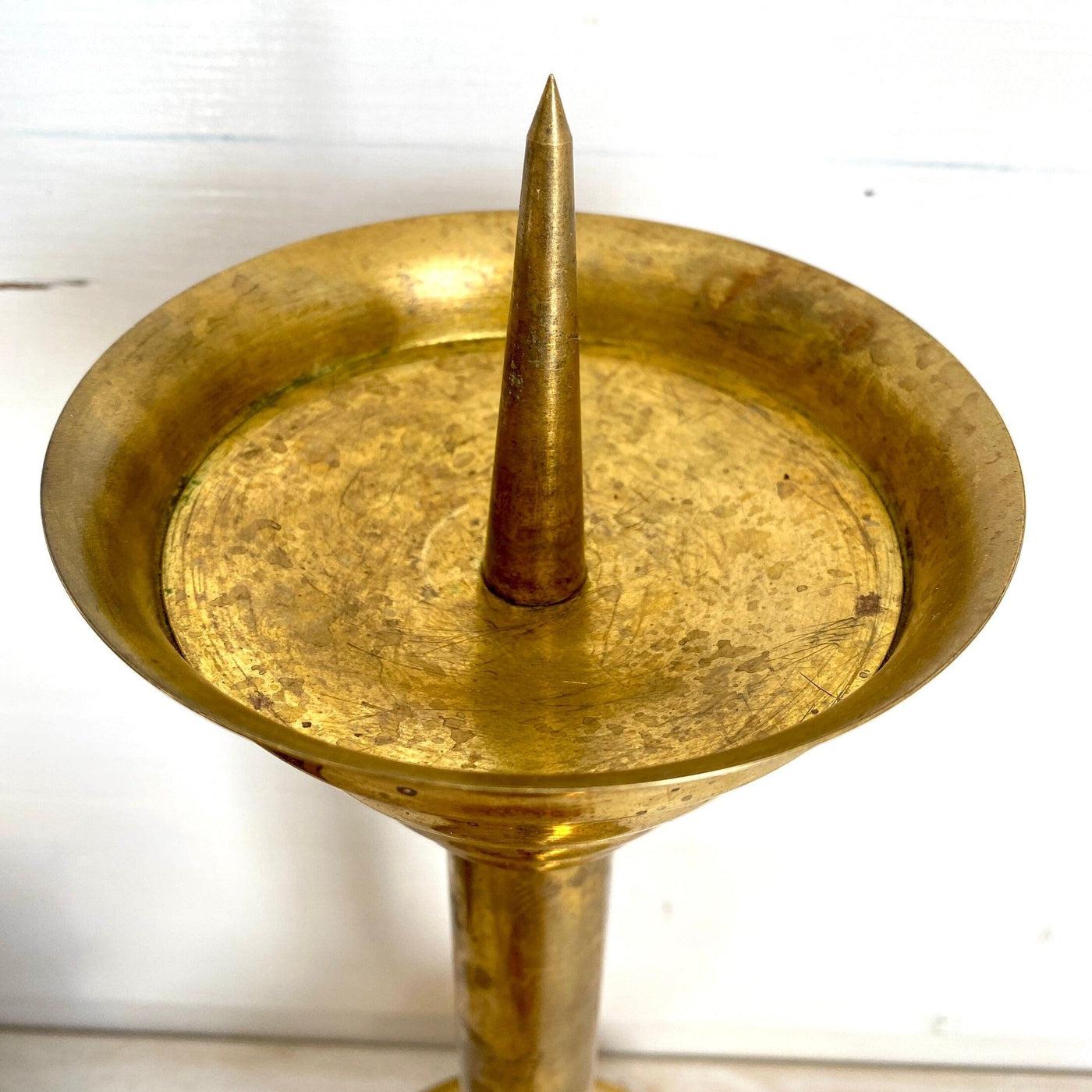 vintage-Art Deco brass candlestick Bauhaus, 1930s-Sweet Antik