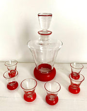 vintage Art Deco decanter set blown glass, 1930s - Sweet Antik