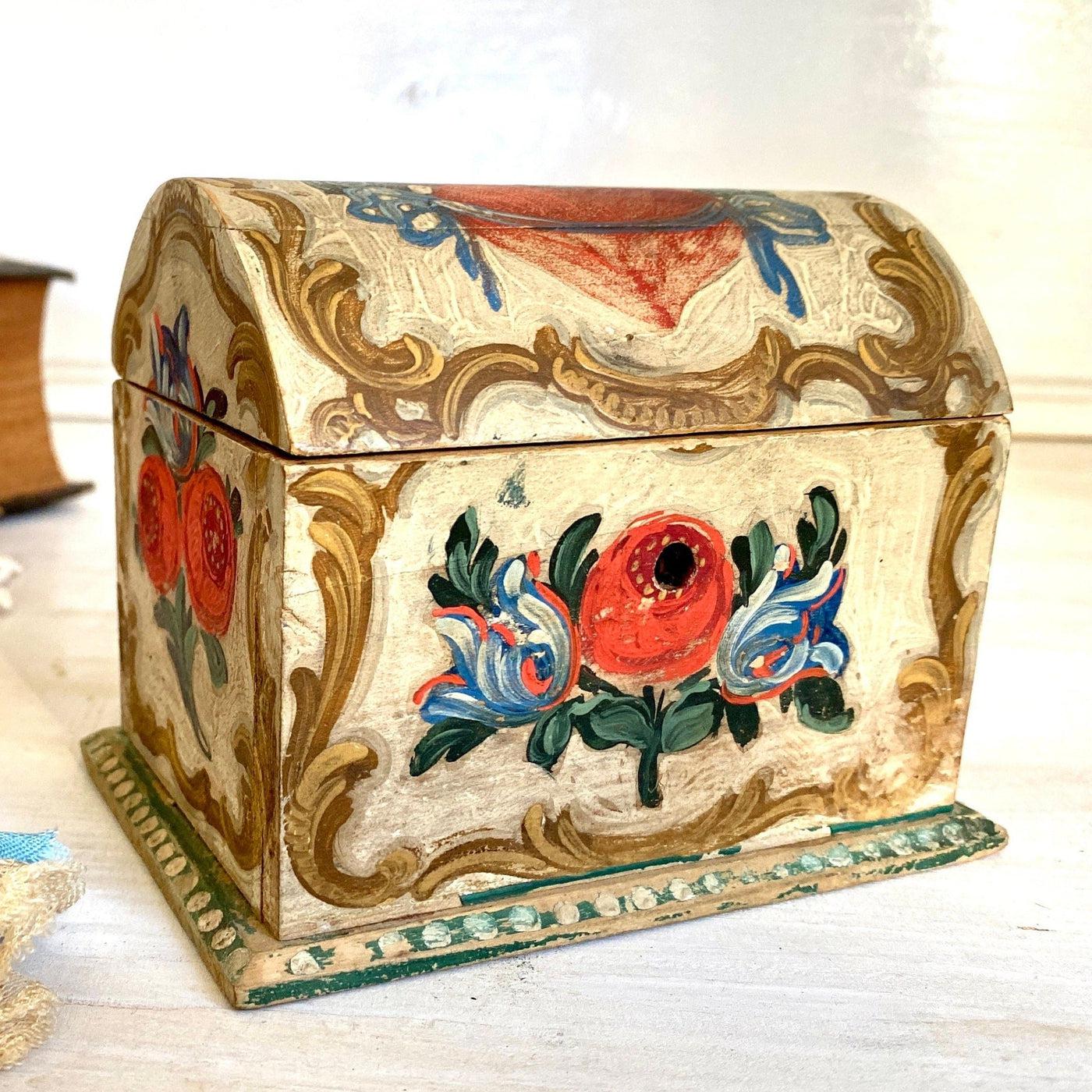 vintage Bavarian jewelry box hand painted wood vintage, 50s - Sweet Antik