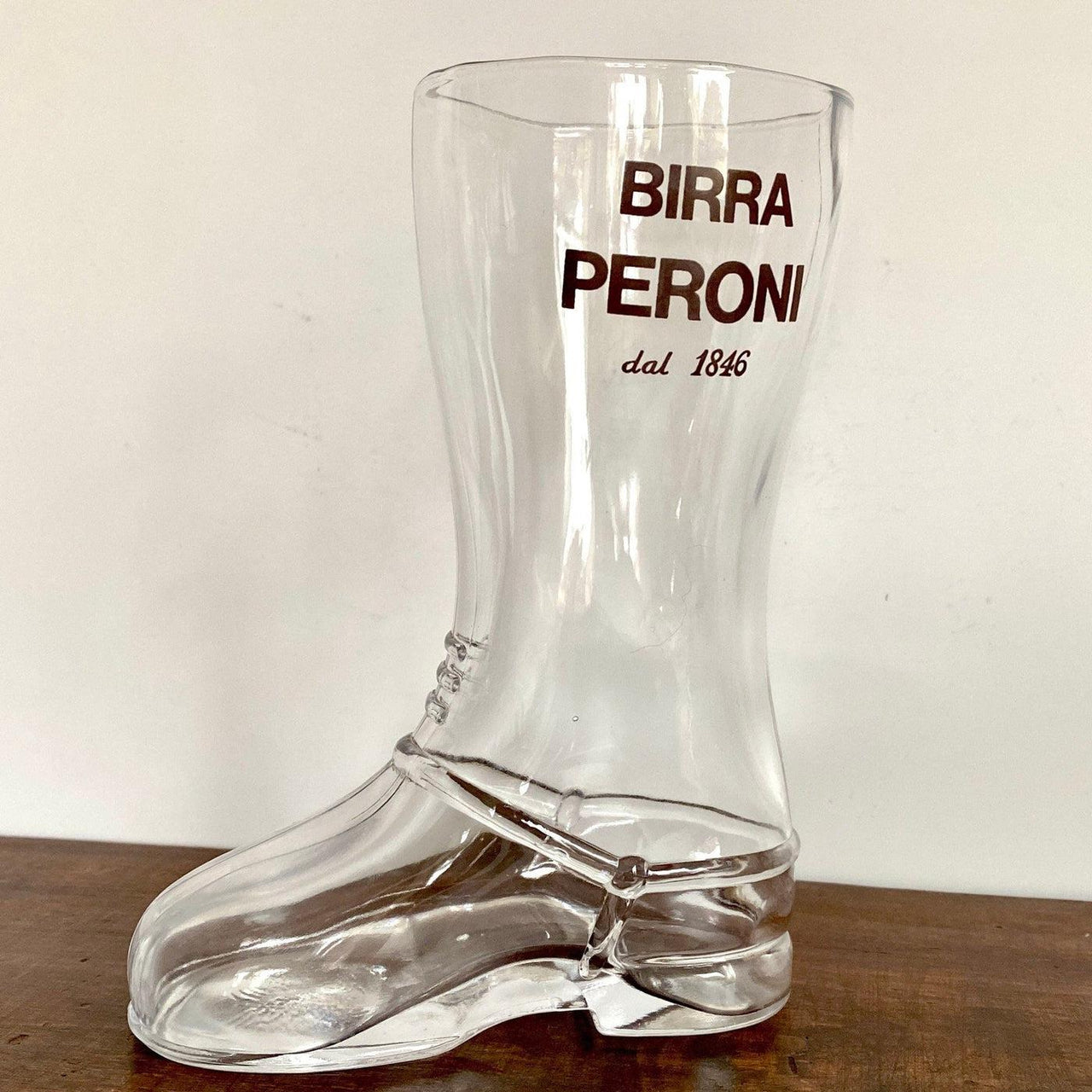 vintage Boot beer glass vintage Italian beer advertising "Peroni" 70s - Sweet Antik