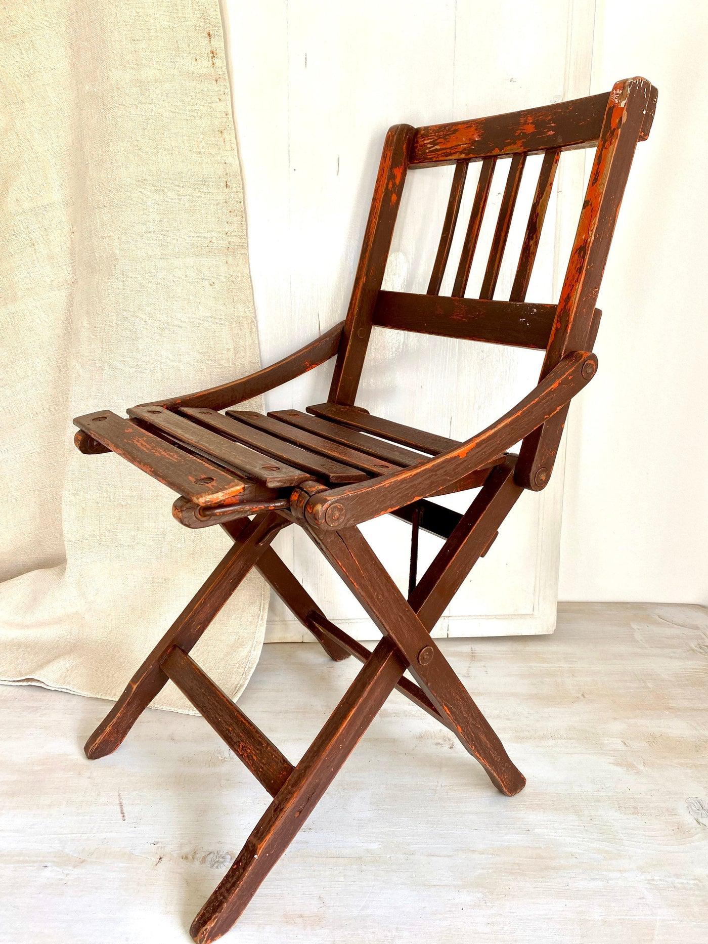 vintage Mid-century Reguitti small folding chair wood, 50s - Sweet Antik