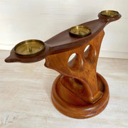 vintage Mid century carved teak candelabra candle holder sculpture, 1960s - Sweet Antik