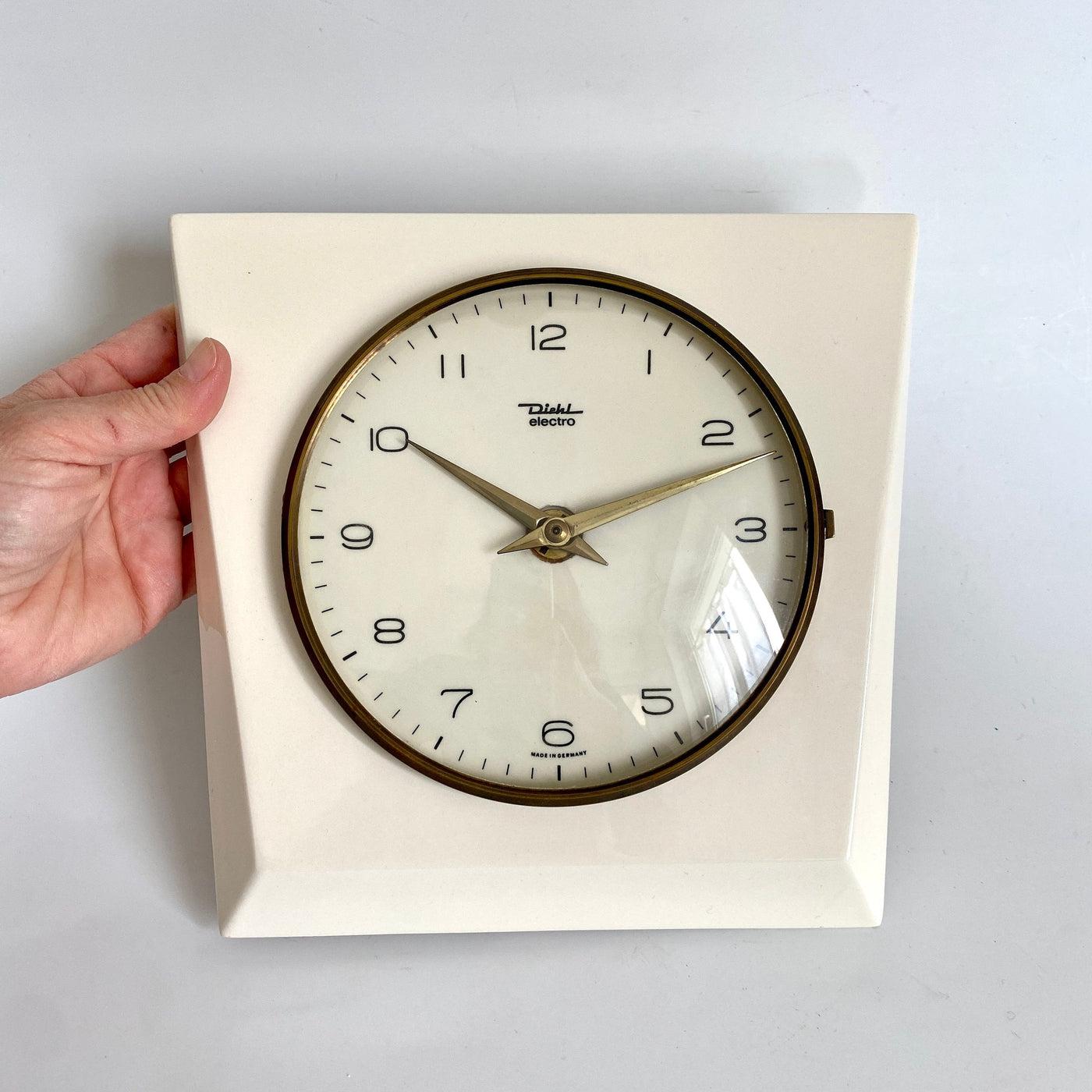 vintage Mid-century ceramic wall clock DIEHL German, 60s - Sweet Antik