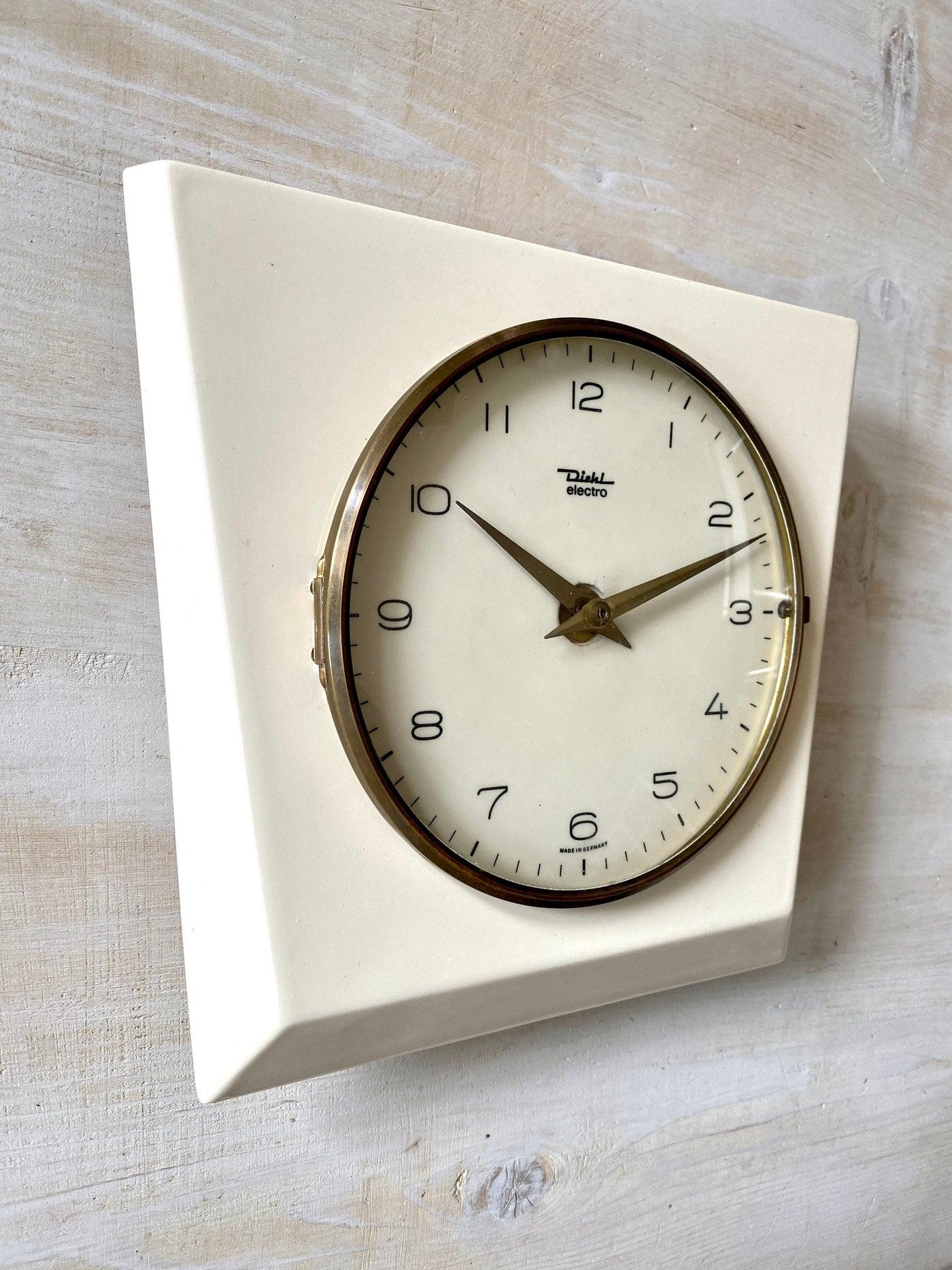 vintage Mid-century ceramic wall clock DIEHL German, 60s - Sweet Antik
