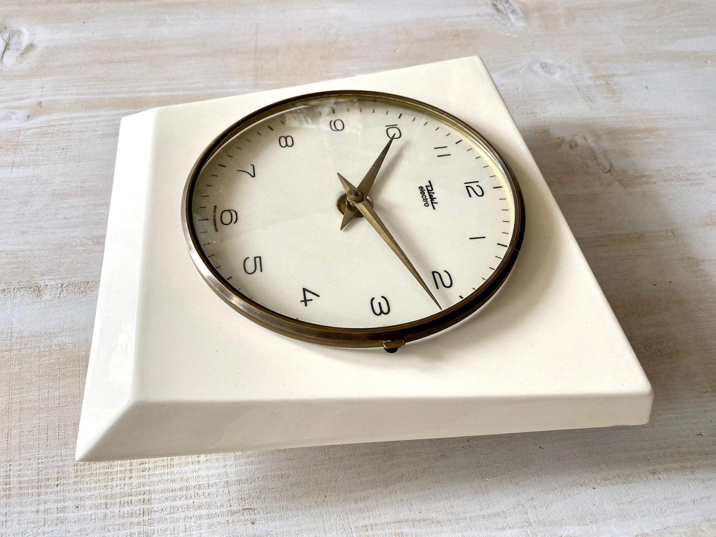 vintage Mid-century ceramic wall clock DIEHL German, 60s - Sweet Antik