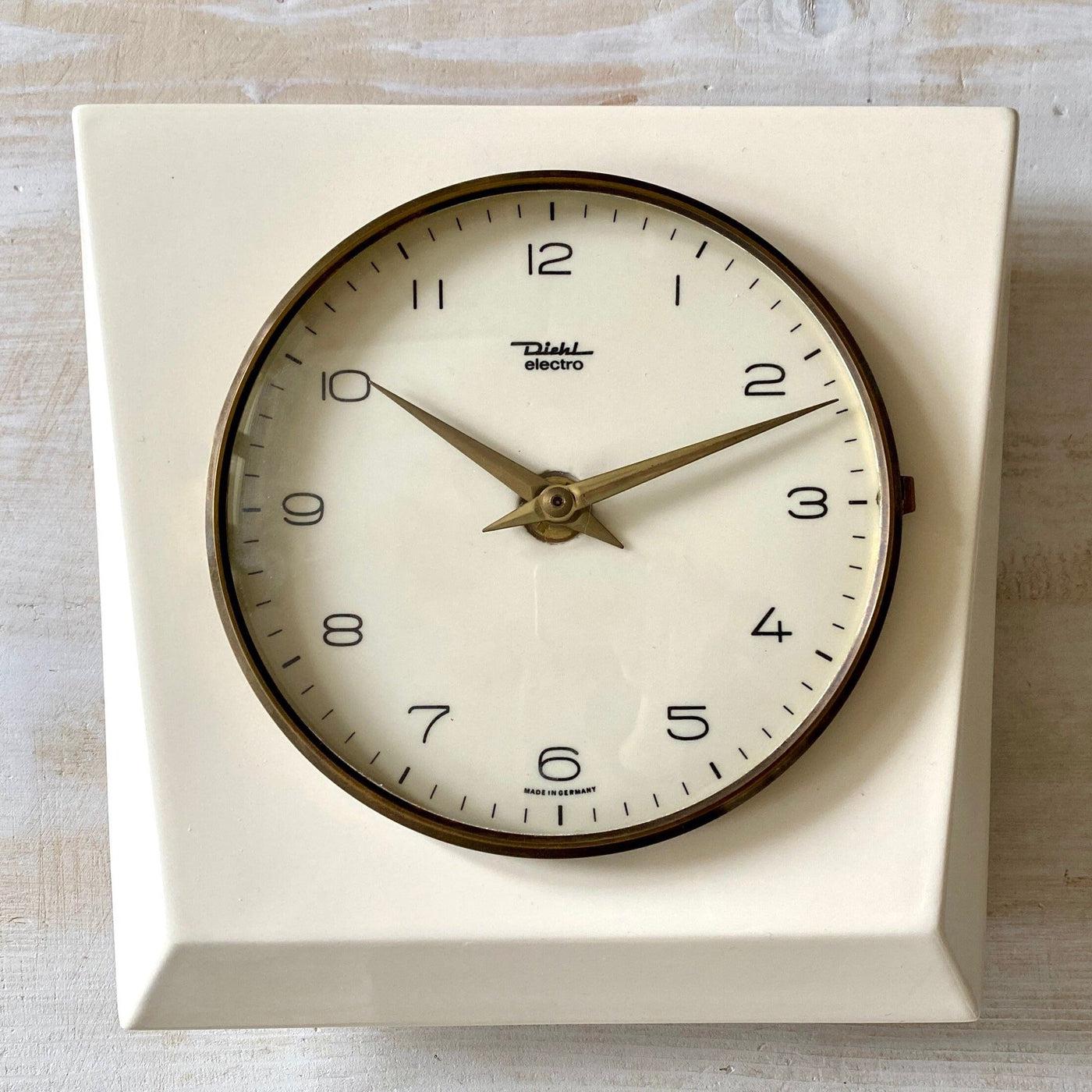 vintage Mid-century ceramic wall clock DIEHL German, 60s - Sweet Antik