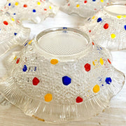 vintage-Mid-century serving bowls pressed glass with dots decor, 50s-Sweet Antik