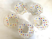 vintage-Mid-century serving bowls pressed glass with dots decor, 50s-Sweet Antik