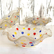 vintage-Mid-century serving bowls pressed glass with dots decor, 50s-Sweet Antik