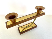 vintage Mid-century teak brass candle holder MCM, 1960s - Sweet Antik