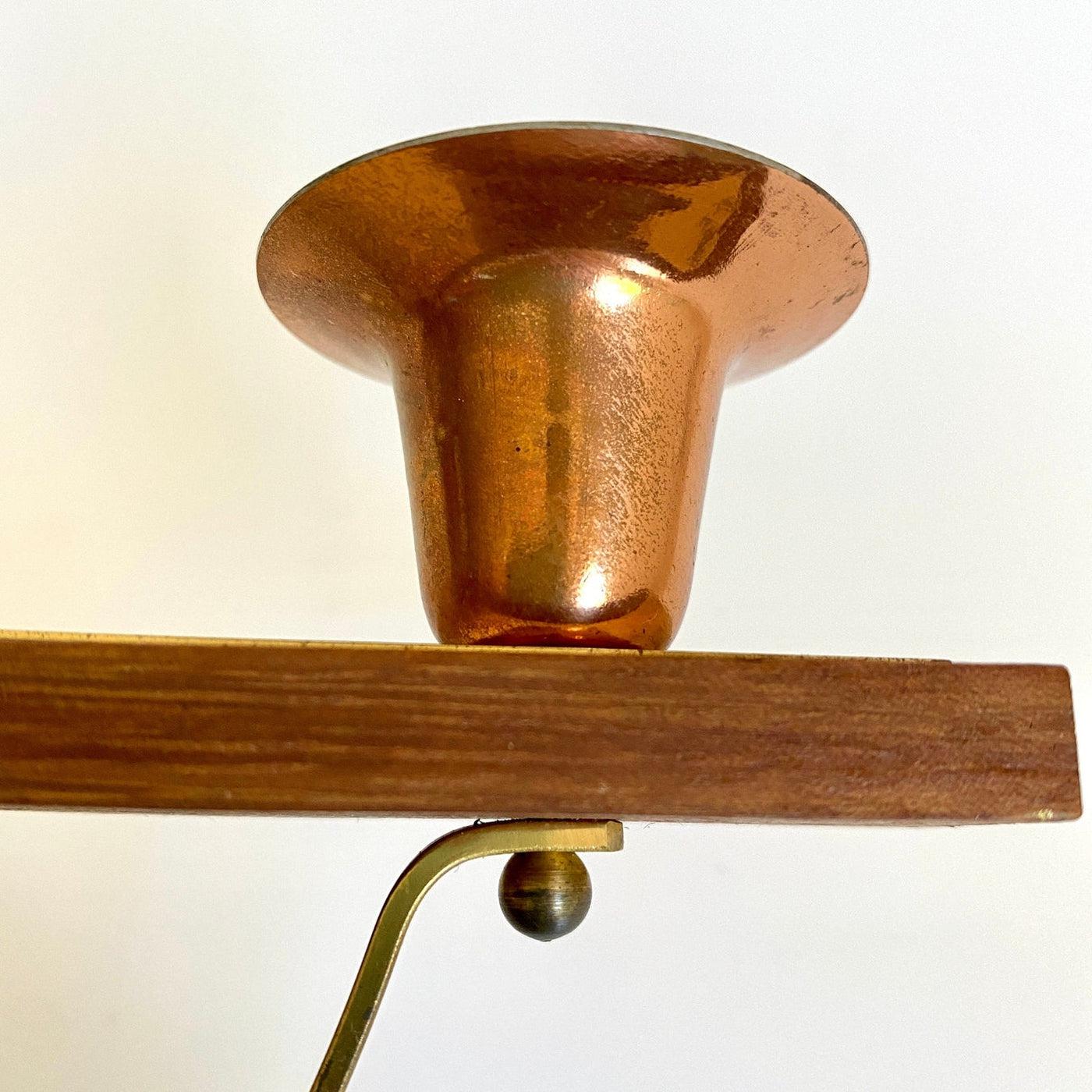 vintage Mid-century teak brass candle holder MCM, 1960s - Sweet Antik