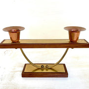 vintage Mid-century teak brass candle holder MCM, 1960s - Sweet Antik