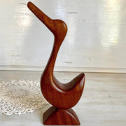 vintage Mid-century teak figurine duck bird hand carved wood - Sweet Antik