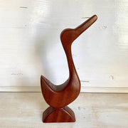 vintage Mid-century teak figurine duck bird hand carved wood - Sweet Antik