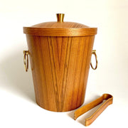 vintage Mid-century teak ice bucket with tongs Danish modern, 1960s - Sweet Antik