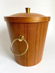 vintage Mid-century teak ice bucket with tongs Danish modern, 1960s - Sweet Antik