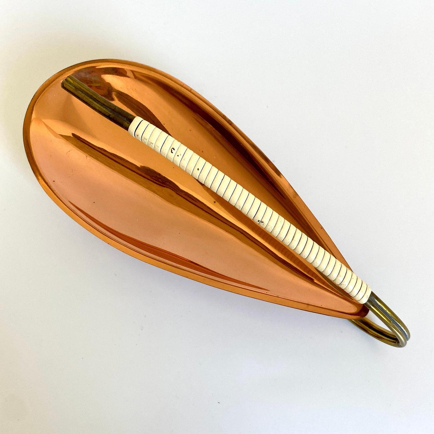 vintage Mid-century teardrop serving bowl copper and brass 50s-Sweet Antik