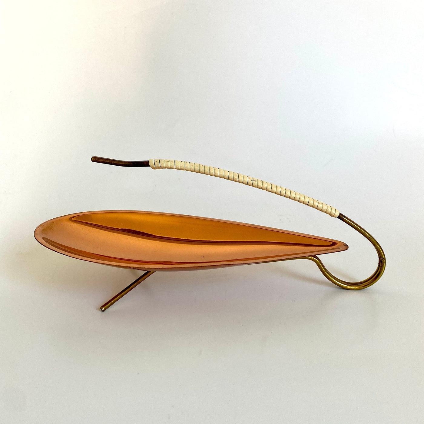 vintage Mid-century teardrop serving bowl copper and brass 50s-Sweet Antik