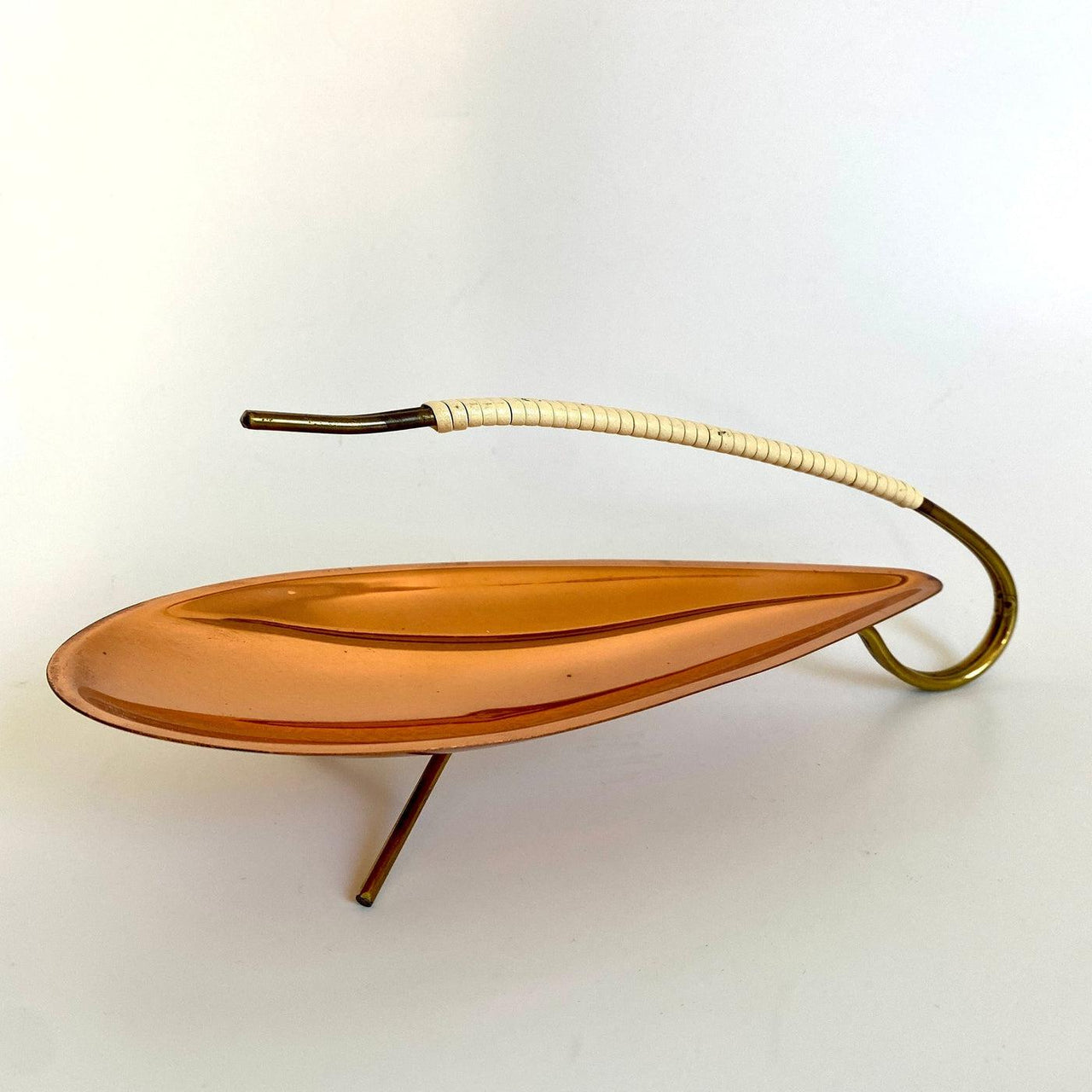 vintage Mid-century teardrop serving bowl copper and brass 50s-Sweet Antik