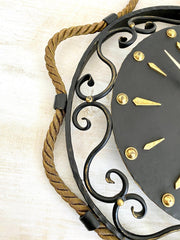 vintage-Mid-century wall clock with rope, HEIBI West Germany 1960s-Sweet Antik