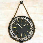 vintage-Mid-century wall clock with rope, HEIBI West Germany 1960s-Sweet Antik