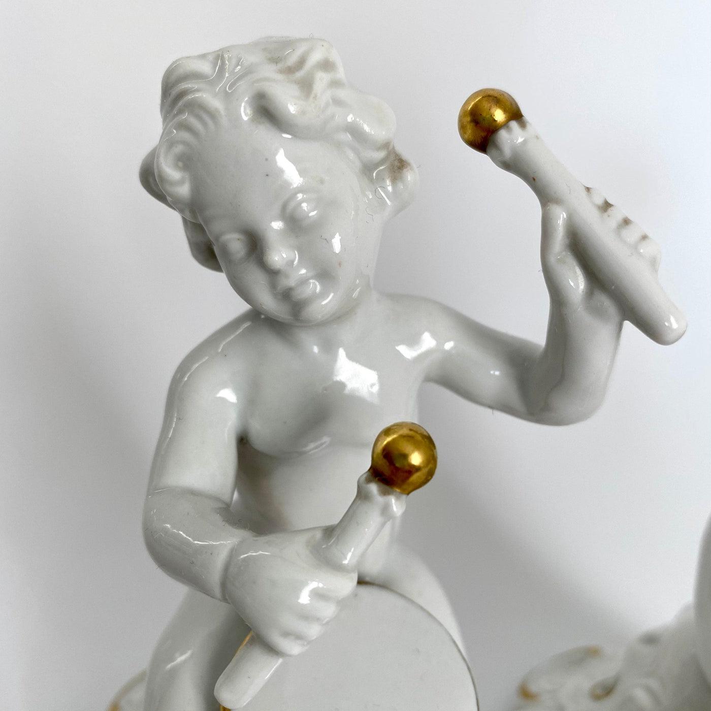 vintage Porcelain Capodimonte putti musicians pair figurines, 1950s - Sweet Antik