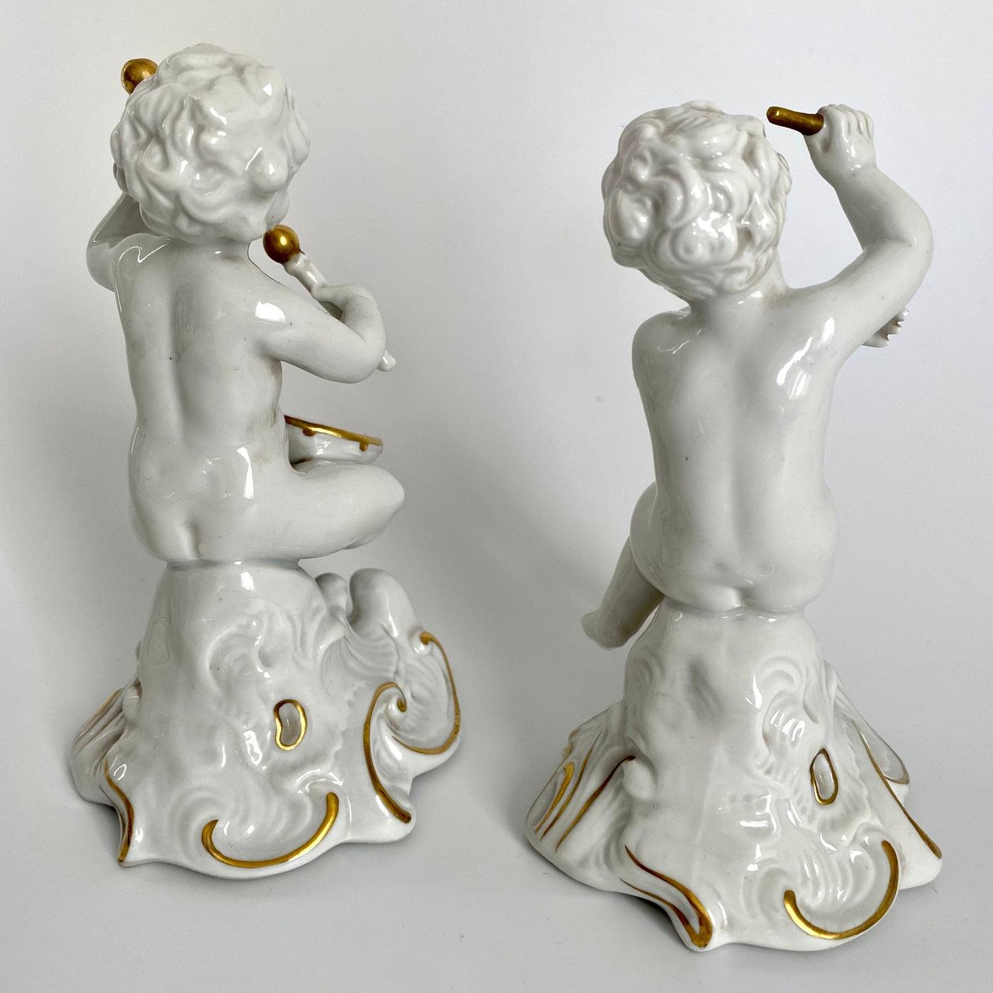 vintage Porcelain Capodimonte putti musicians pair figurines, 1950s - Sweet Antik