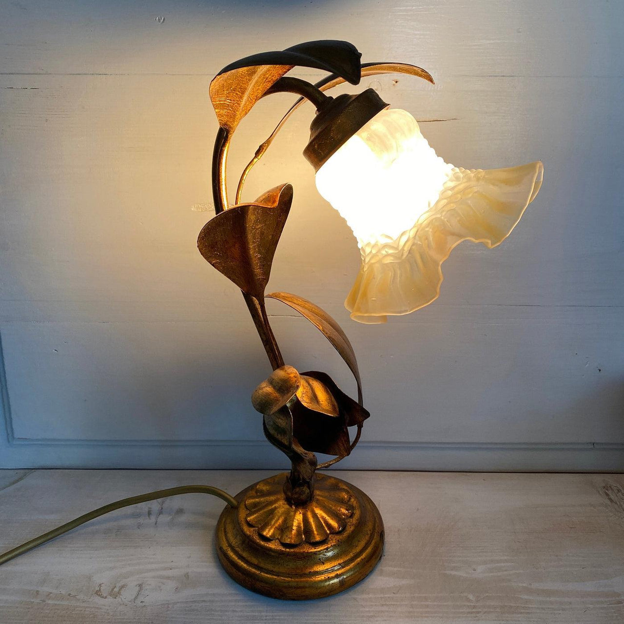 vintage Vintage Florentine floral bedside lamps gilt tole-Sweet Antik