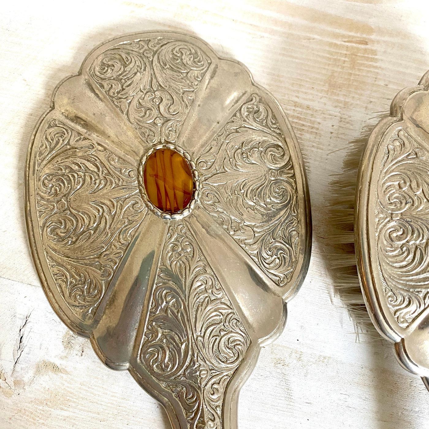 vintage Vintage hand mirror and brush set, 1960s - Sweet Antik