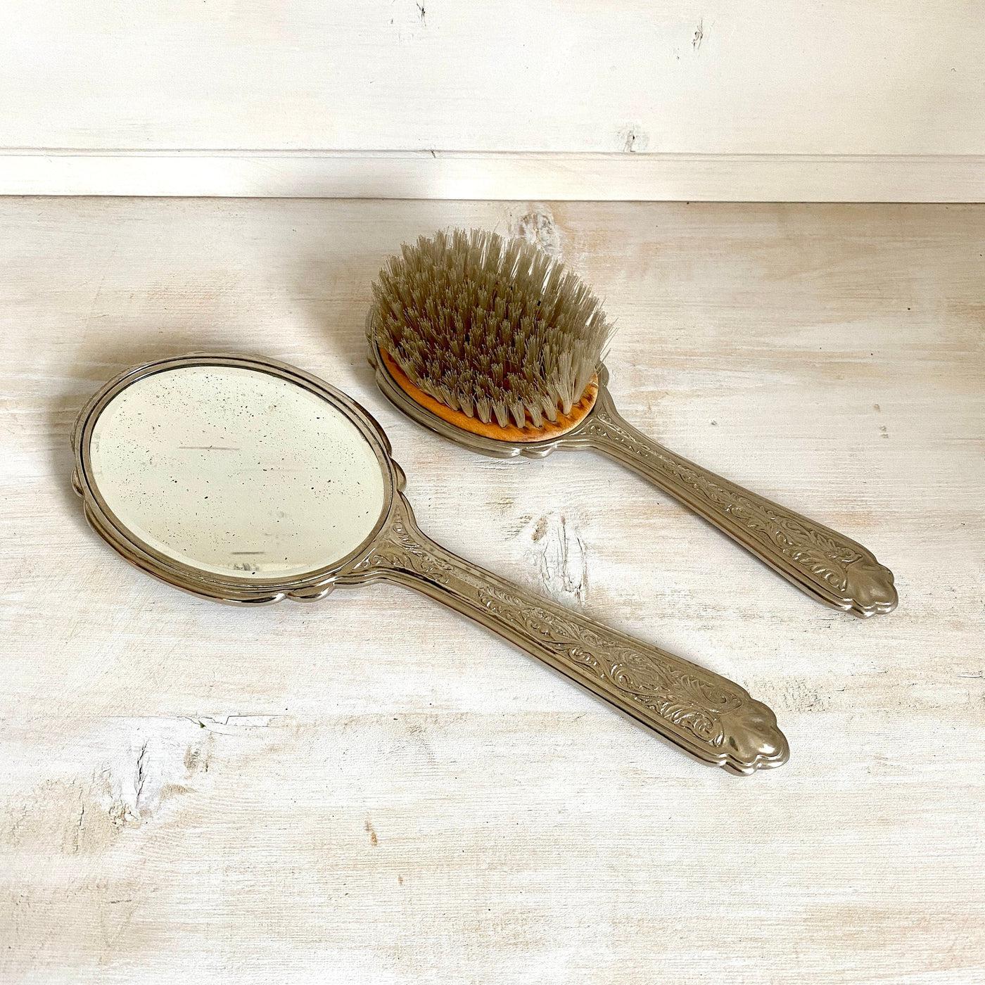 vintage Vintage hand mirror and brush set, 1960s - Sweet Antik