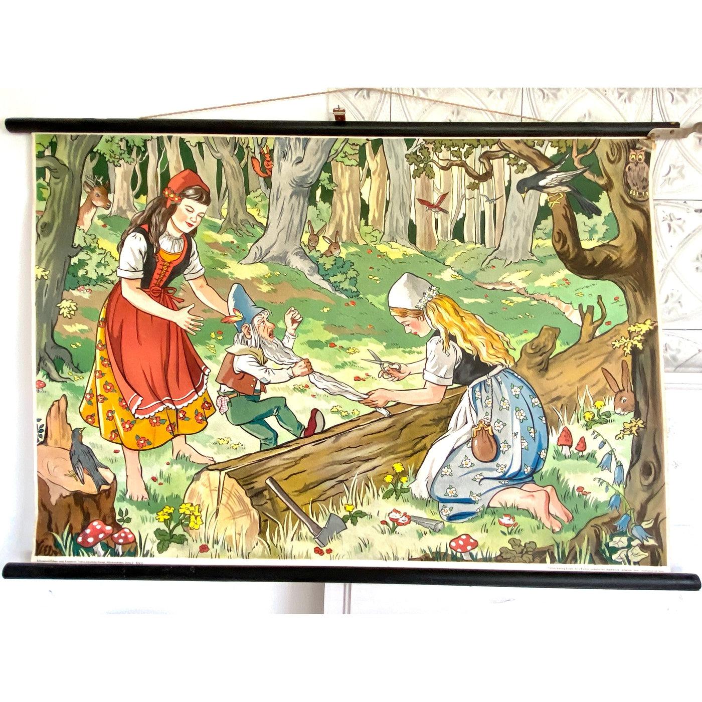 vintage-Vintage pull down chart "Snow White and Rose Red" 1950s-Sweet Antik