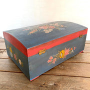 vintage Wooden chest box hand painted Bavarian decor - Sweet Antik